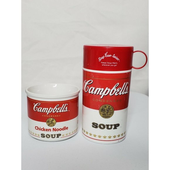 CAMPBELL'S Soup Collector Items‎ Lot of 2 Thermos  and Soup Mug - Picture 1 of 10